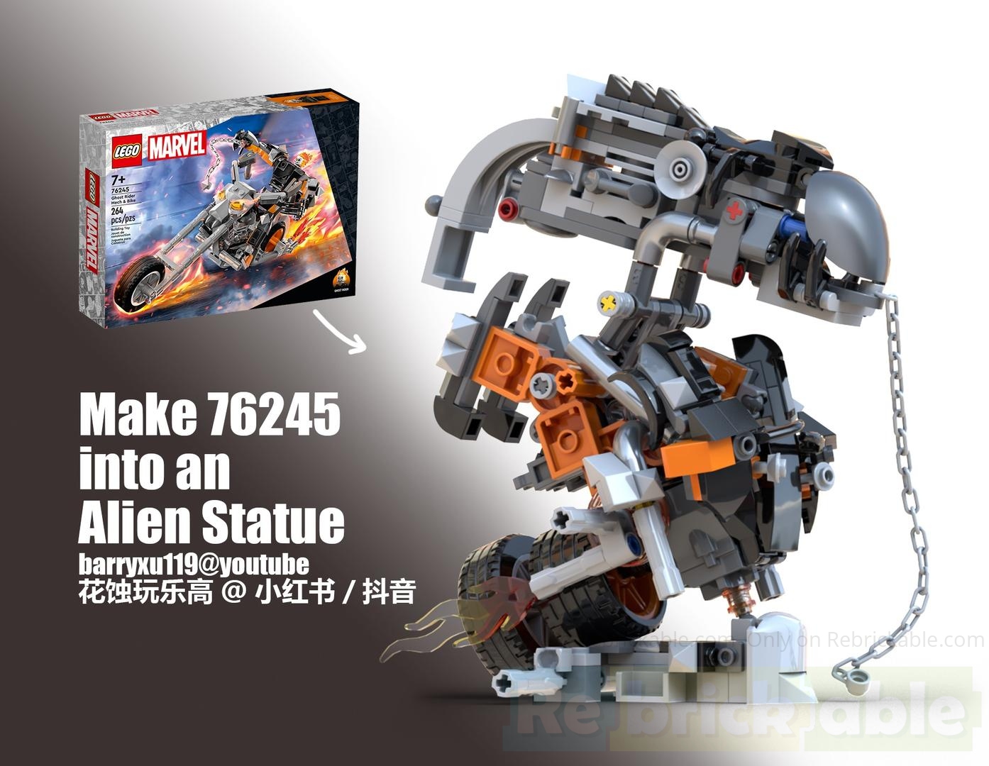 Transform the Ghost Rider 76245 into an alien bust alternate build
