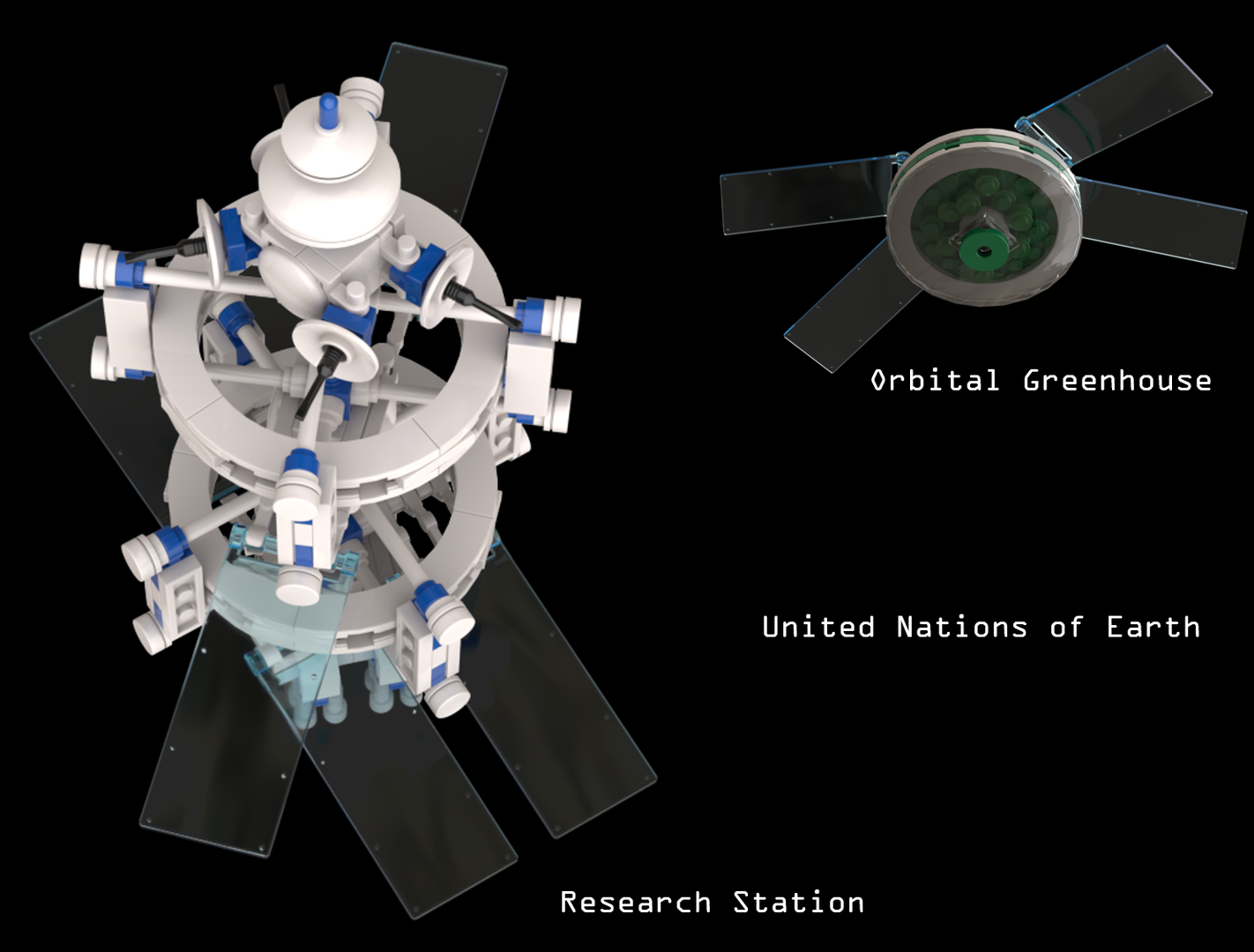 United Nations of Earth - Research Station and Orbital Greenhouse (Microscale)