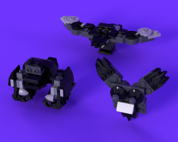 Gorilla, Rabbit Face and Bird from LEGO set 76276: Venom Mech Armor vs. Miles Morales alternate build
