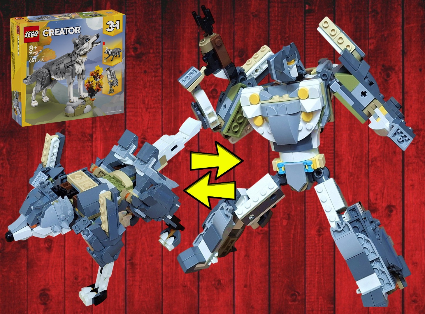 Transformer Weirdwolf , alternate build of LEGO 31393: Gray Wolf alternate build