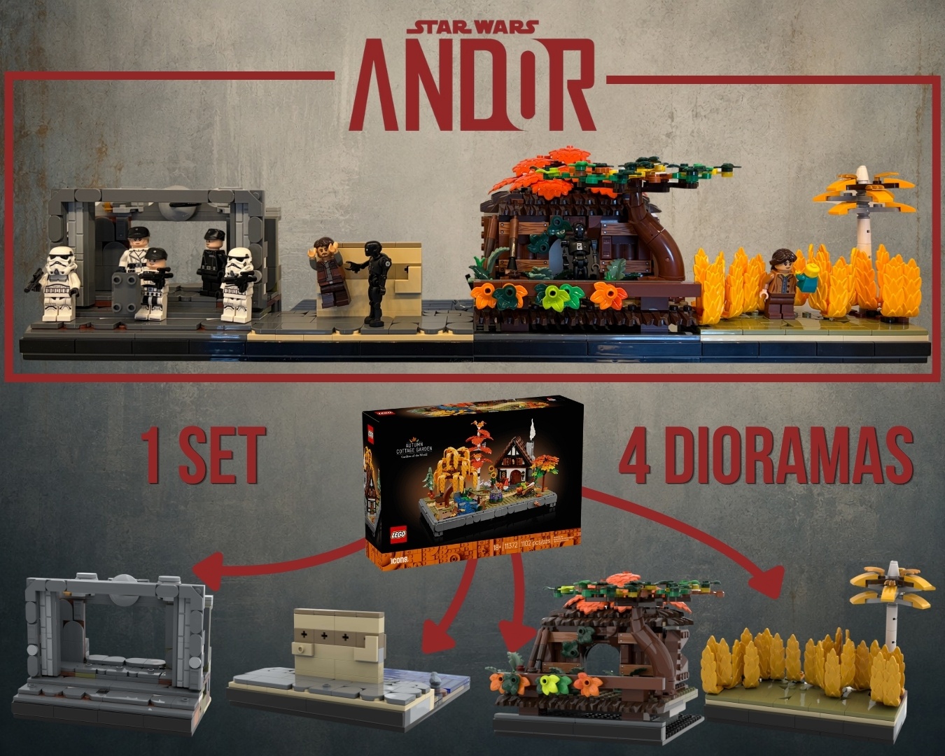 Andor Diorama (Alternate build of 11372 Autumn cottage garden) alternate build