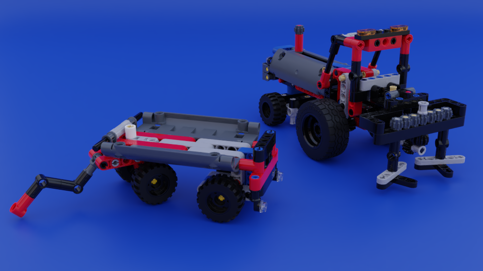 2x42084 Tractor with swather and trailer