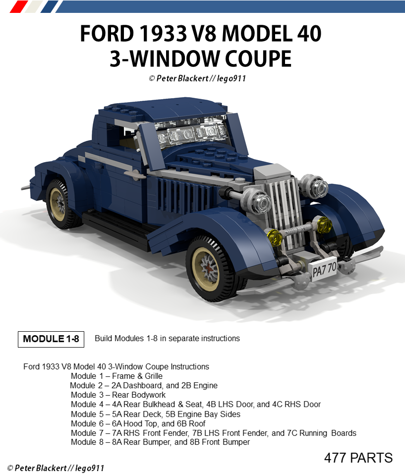Ford 1933 Model 40 V8 3-Window Coupe (Navy)