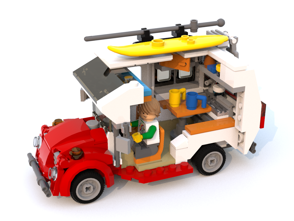 VW Beetle Minihome Camper MOC Minifigure size