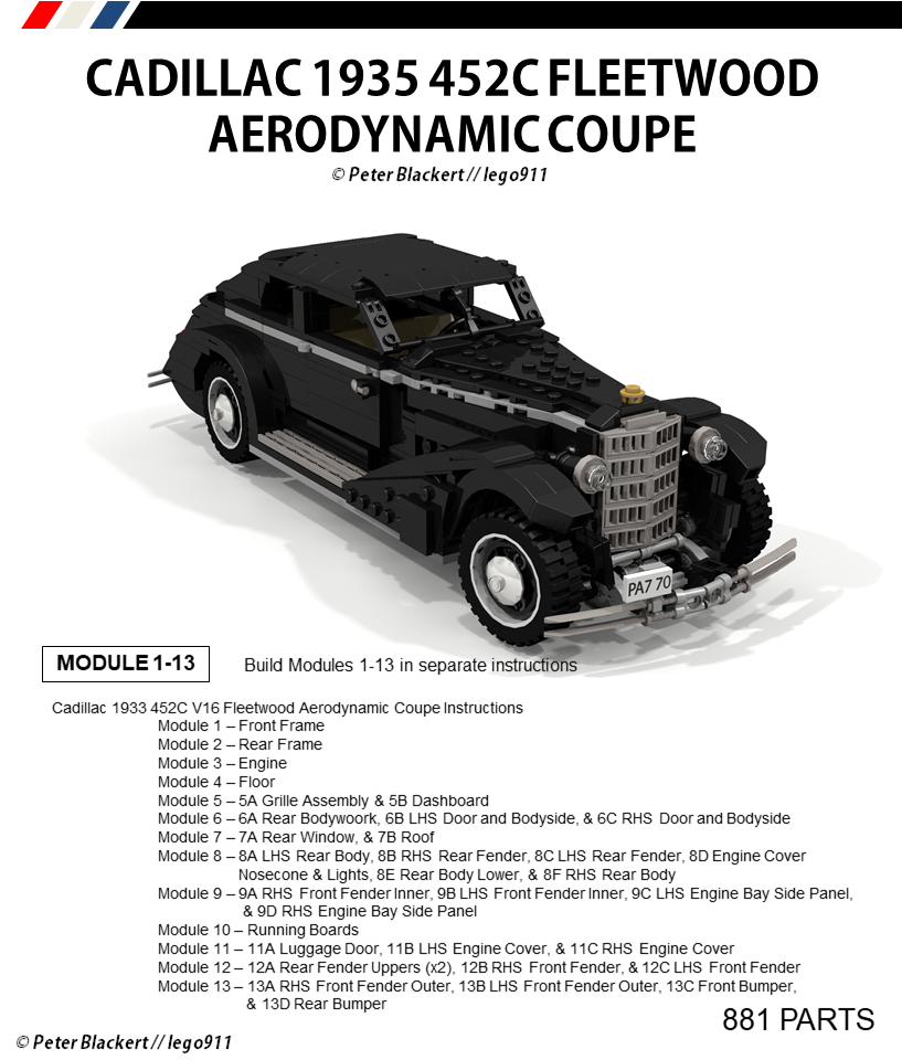 Cadillac 1933 452C V16 Aerodynamic Coupe - 1:21 Miniland - Advanced
