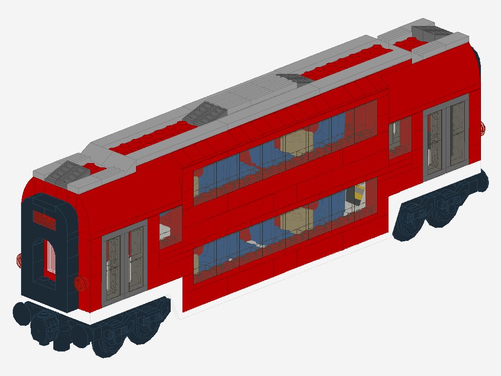 Red Passenger Train Double-Deck Car