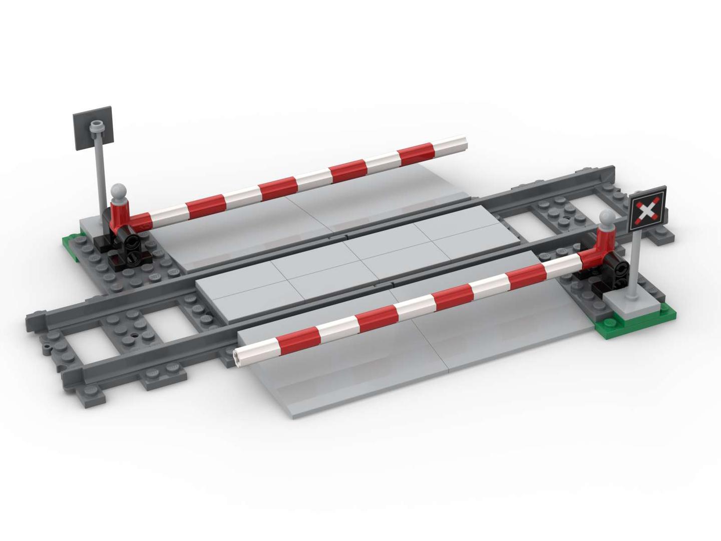 Train level crossing with barrier