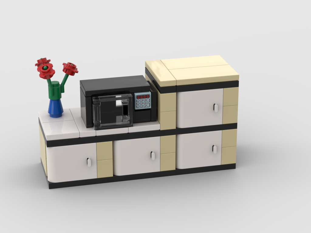 Microwave with kitchen cabinets