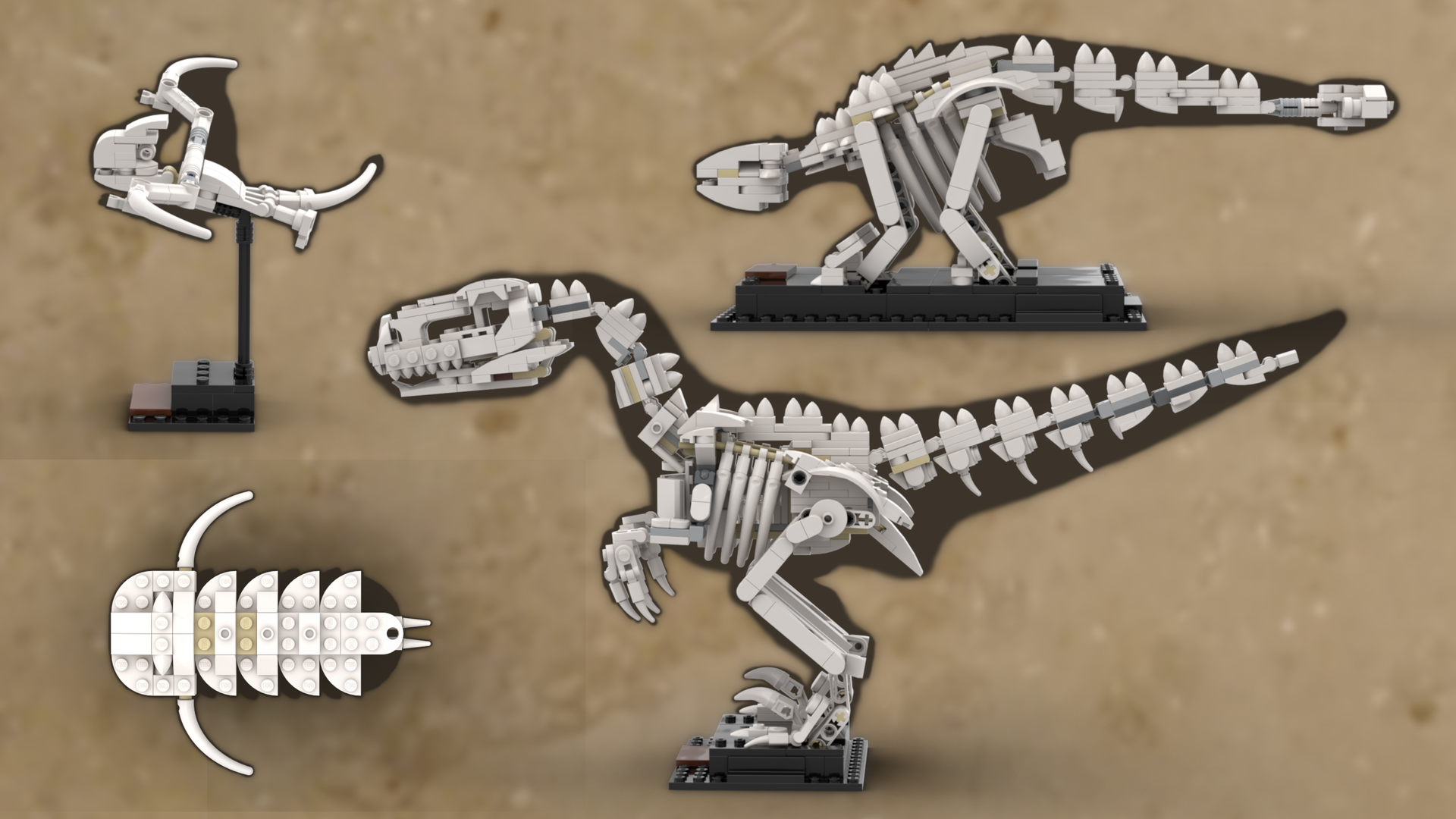 Alternative Dinosaurs for the Dinosaur Fossils (21320) Set: Allosaurus / Raptor , Ankylosaurus and a Pterosaur
