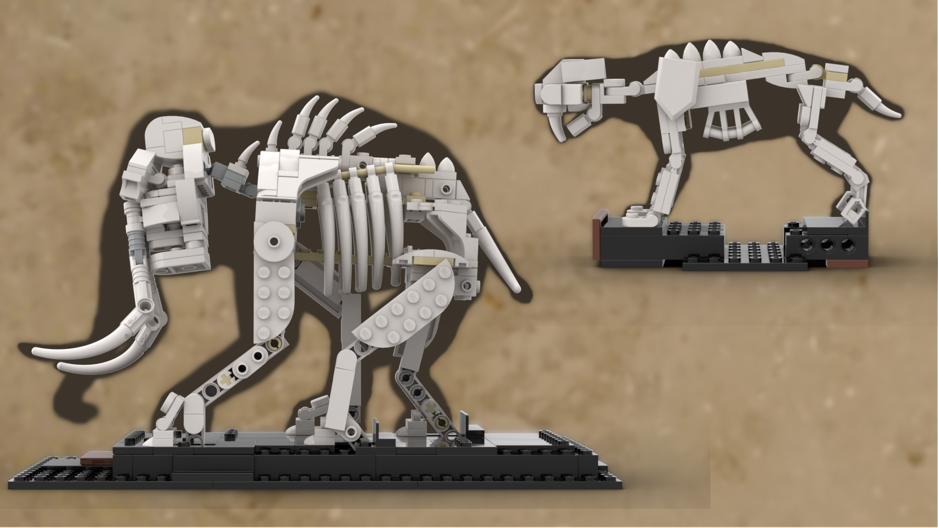 Mammoth + Saber-toothed cat - Alternative Build for 21320 Dinosaur Fossils