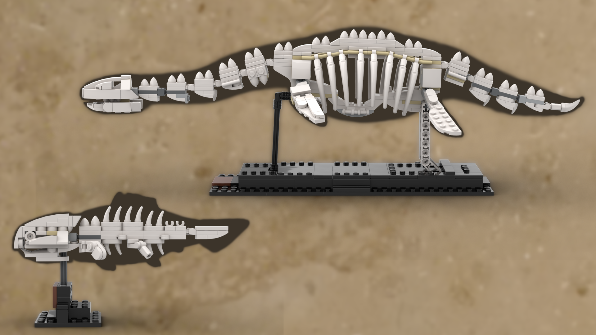Alternative Fossils of a Plesiosaurus and an armoured Fish for the set: 21320 Dinosaur Fossils