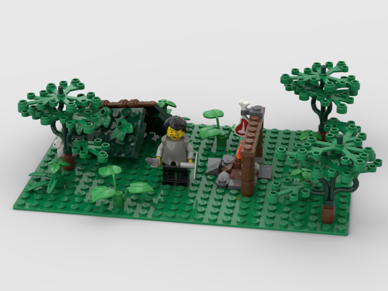 shelter with campfire