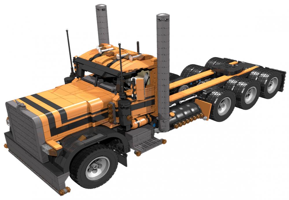 Peterbilt 389 Daycab Semi Truck 1:17 scale in black and orange