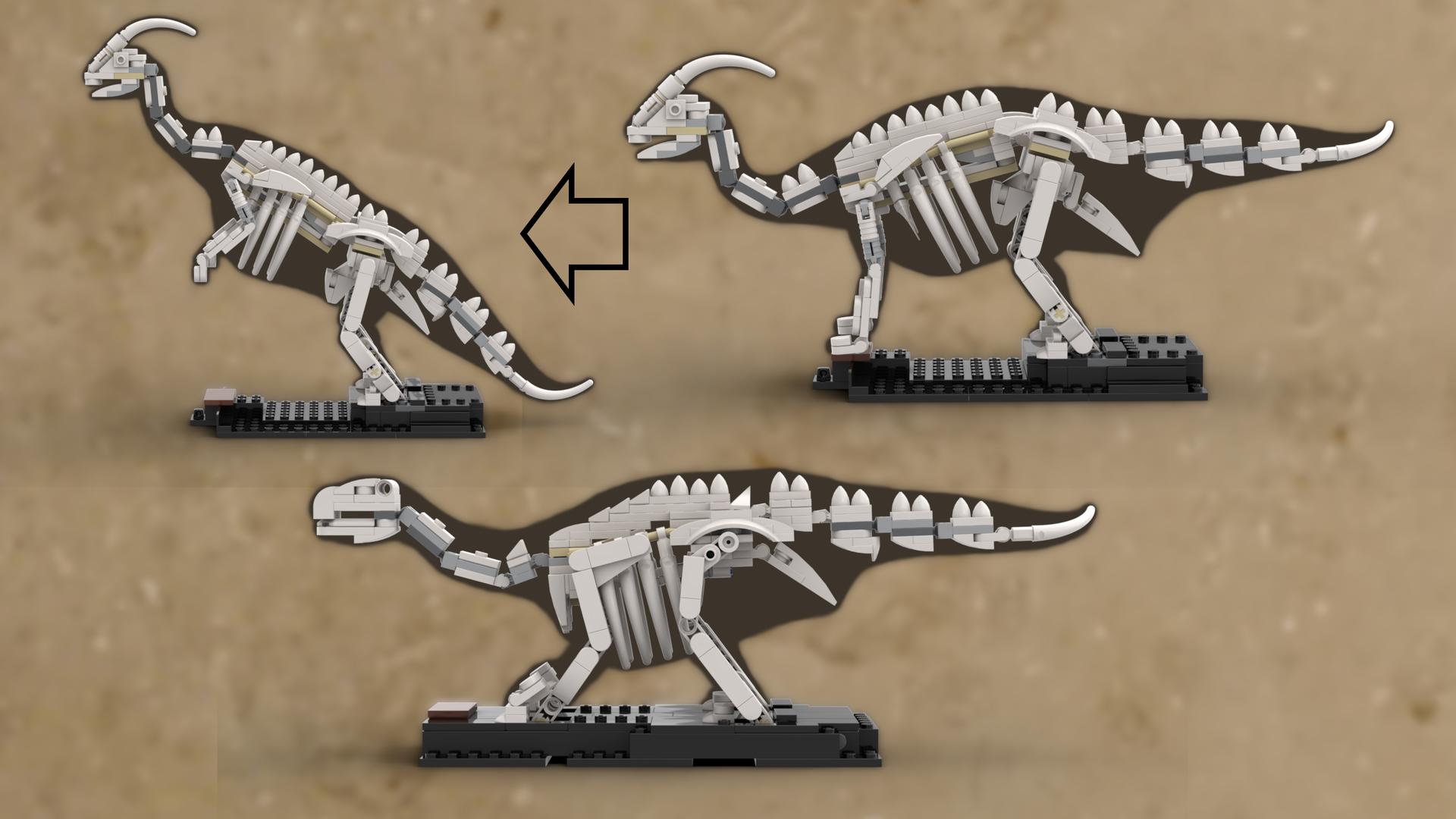 Parasaurolophus &amp; Iguanodon Skeleton - Alternative Build for 21320 Dinosaur Fossils
