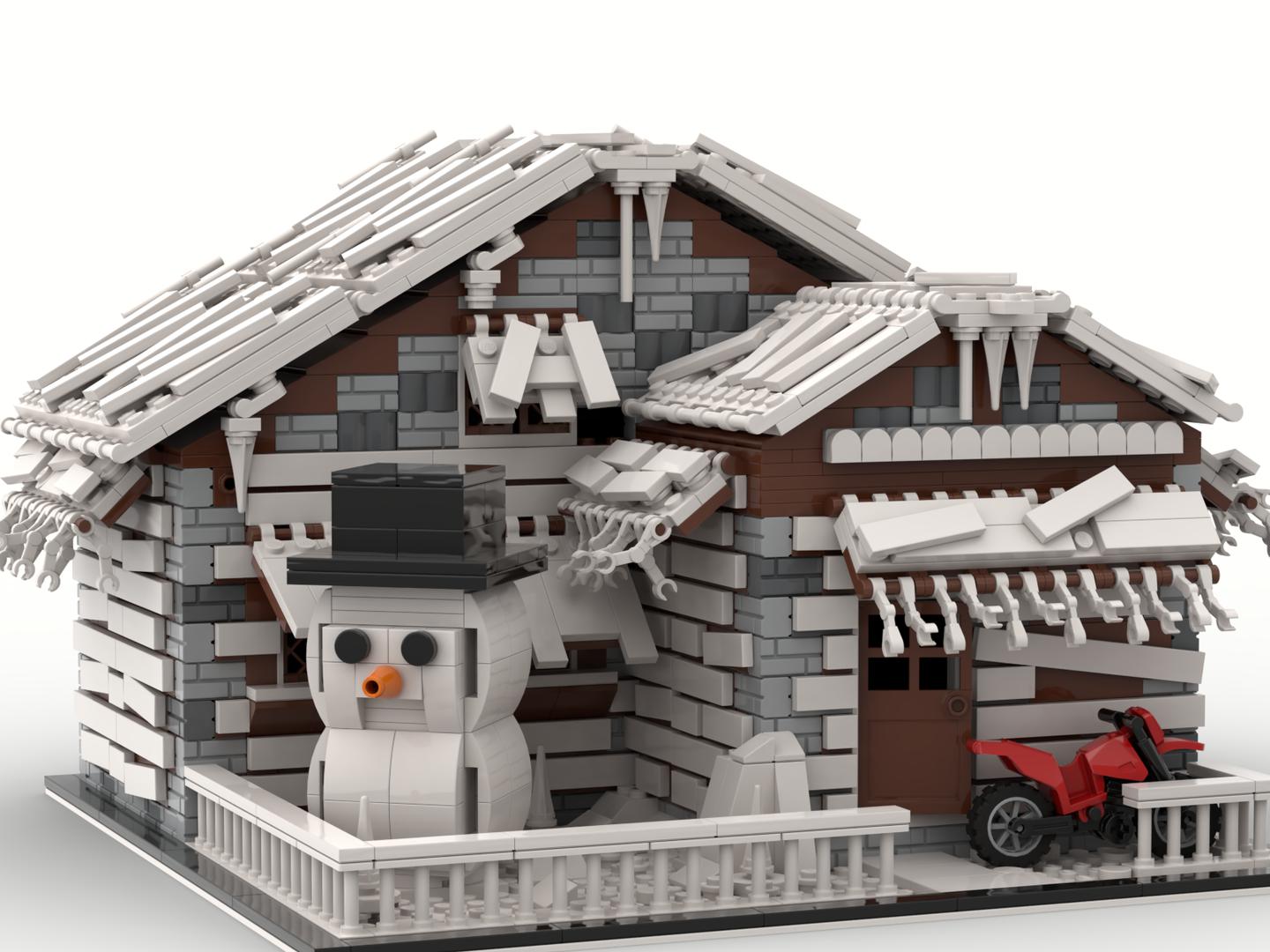 Grandfather's cottage in the cold winter