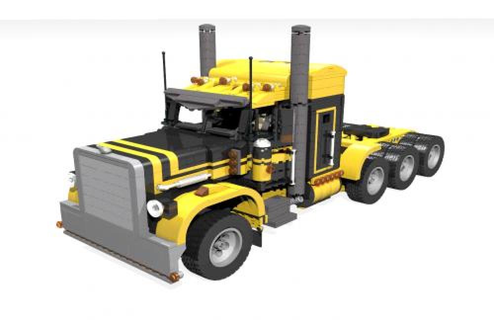 Peterbilt 379 Semi Truck 1:18 in yellow and black version 2