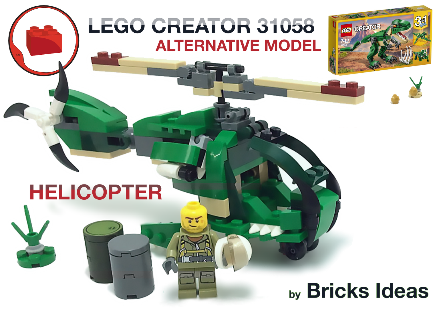 LEGO MOC Helicopter - LEGO CREATOR 31058 alternative build tutorial