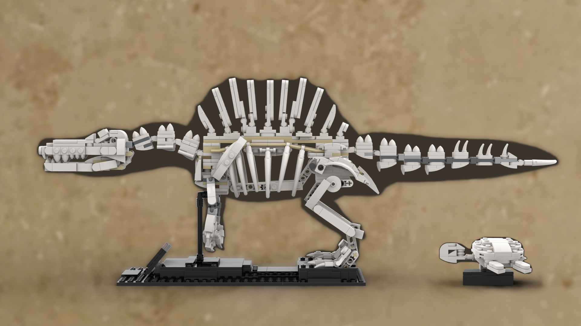Spinosaurus Skeleton + Sea Turtle - Alternative Build for 21320 Dinosaur Fossils