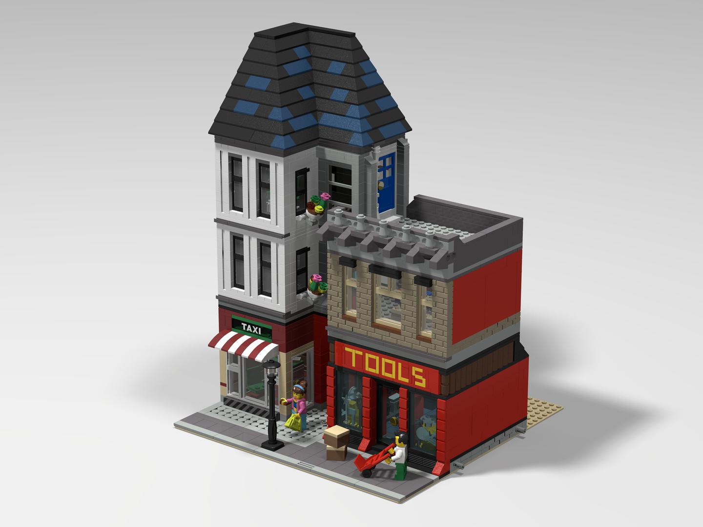 Modular Moc Taxi Rank & Tools Shop - Modular MOC Building (MOC-47346) - LEGO MOC ...