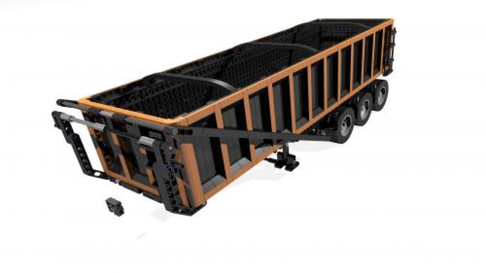 1:17 scale tilting dump trailer in orange and black