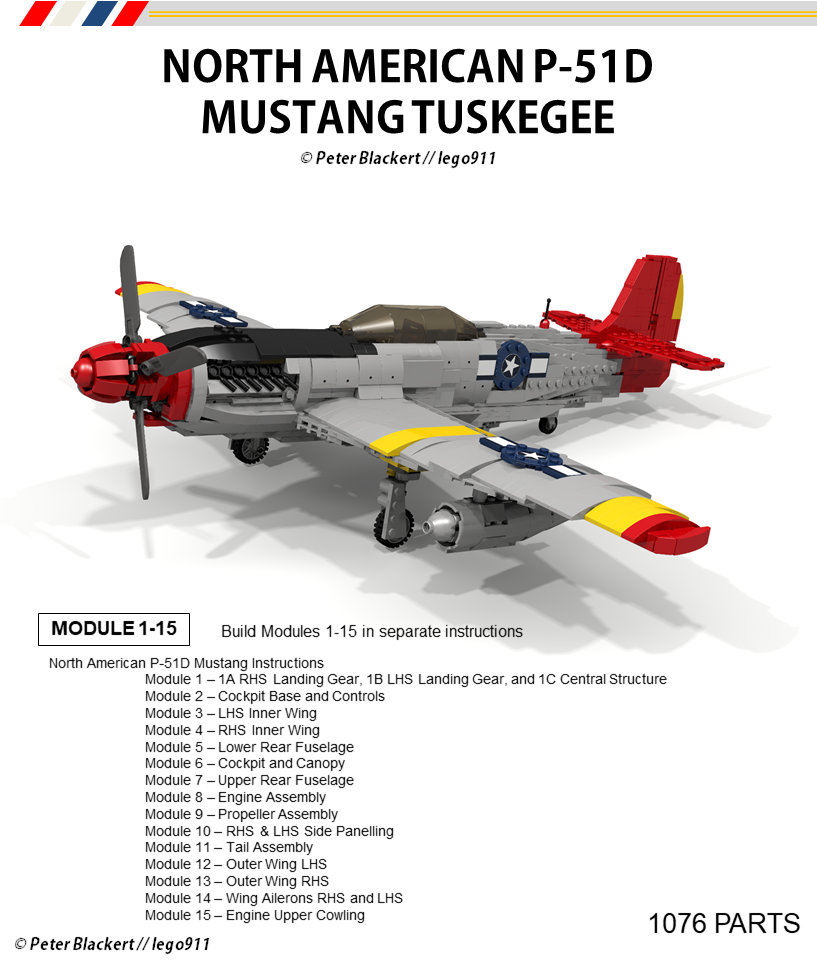Aircraft - North American Mustang P-51D - Tuskegee Airmen - Miniland 1:21 Expert