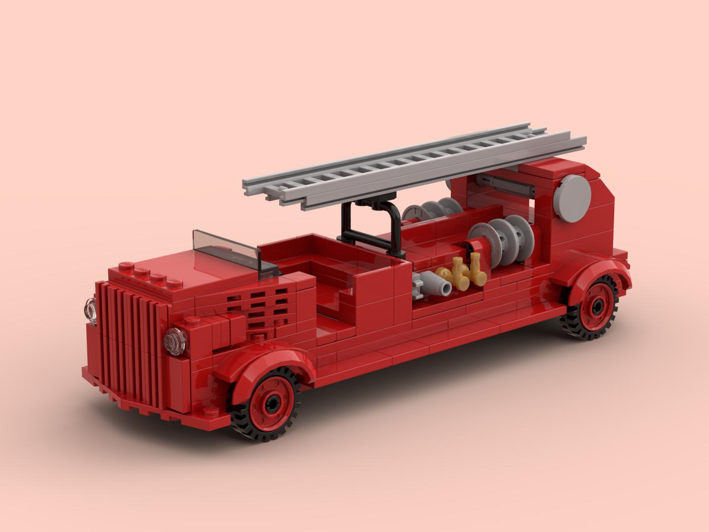 Vintage Fire Truck - LEGO Wooden Toy Cars Recreation