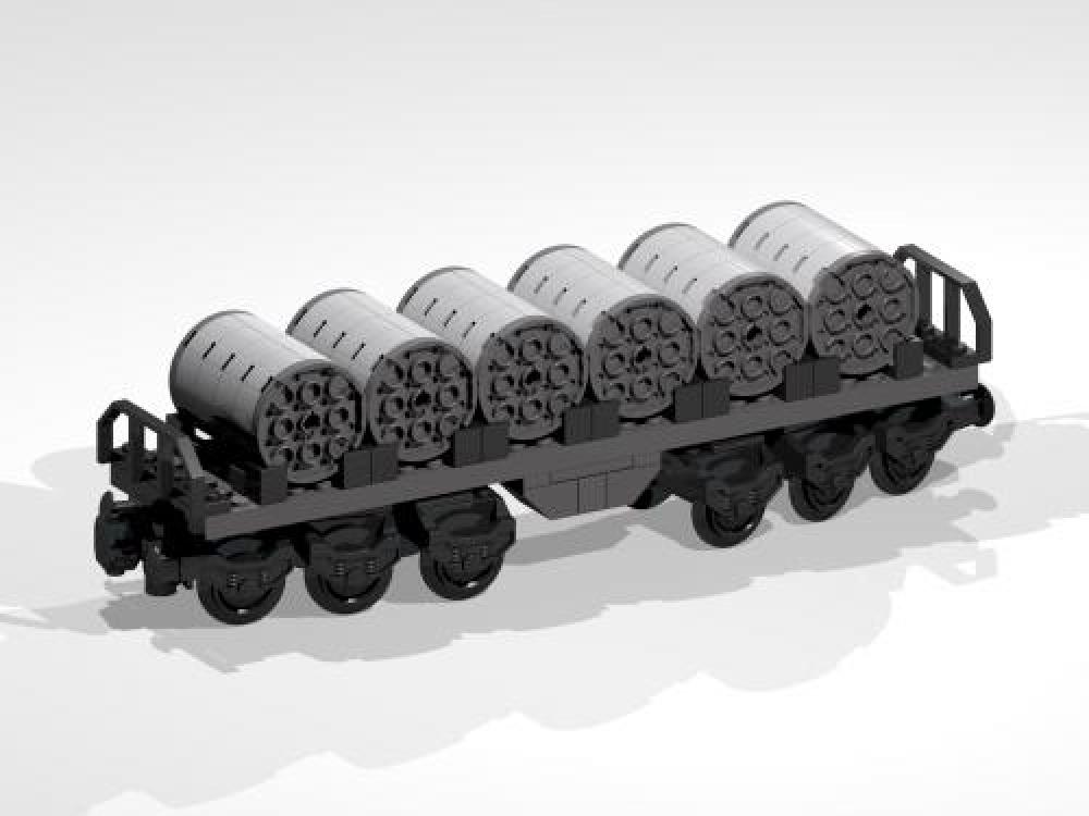12-Wheel Flat Bed Car with Coils (long) V.2