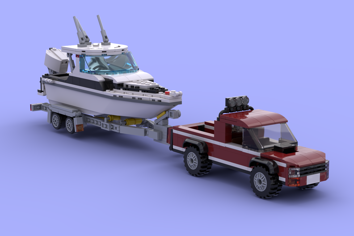 boat and trailer based on stodart_marine_lego with my own ute design