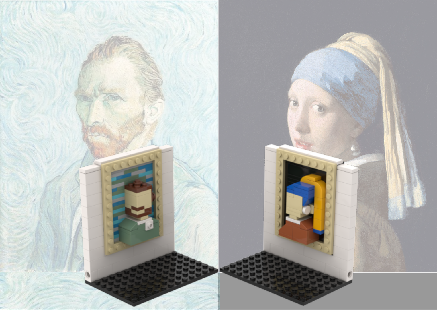 3D Mini Masterpiece - Van Gogh's self portrait &amp; Girl with a pearl earring