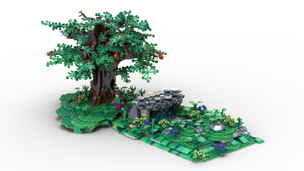 Big old apple tree and spring