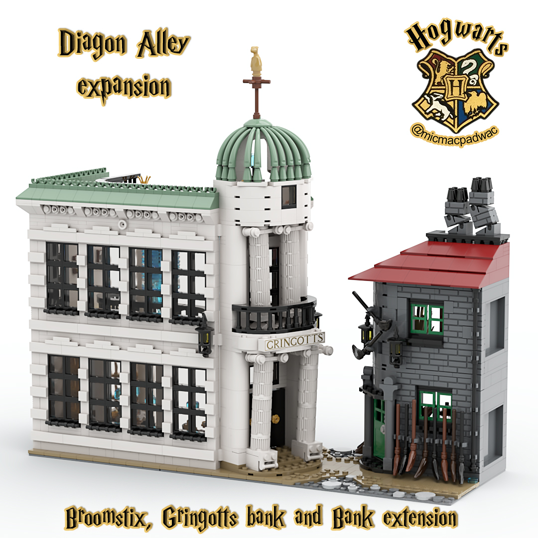 Large Gringotts Bank and Broomstix shop