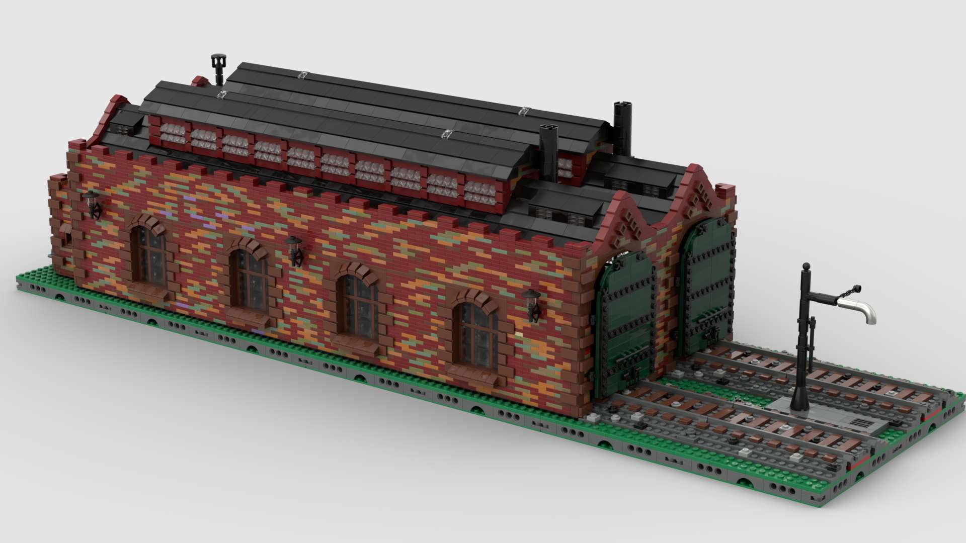 Two-bay engine shed - weathered