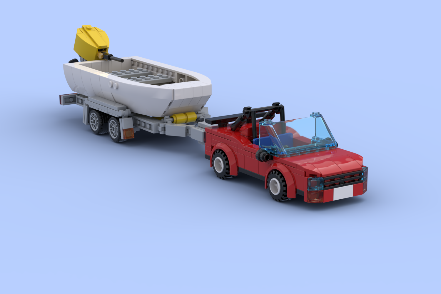 tinny (small boat) with sports car (MOC-76837) - LEGO MOC | MOC Tracker