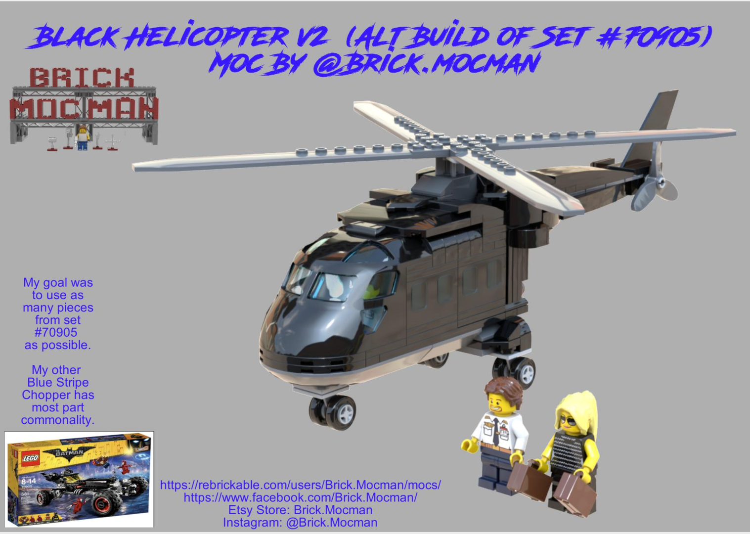 Black Helicopter - V2 (MOC of Set #70905 Batmobile)