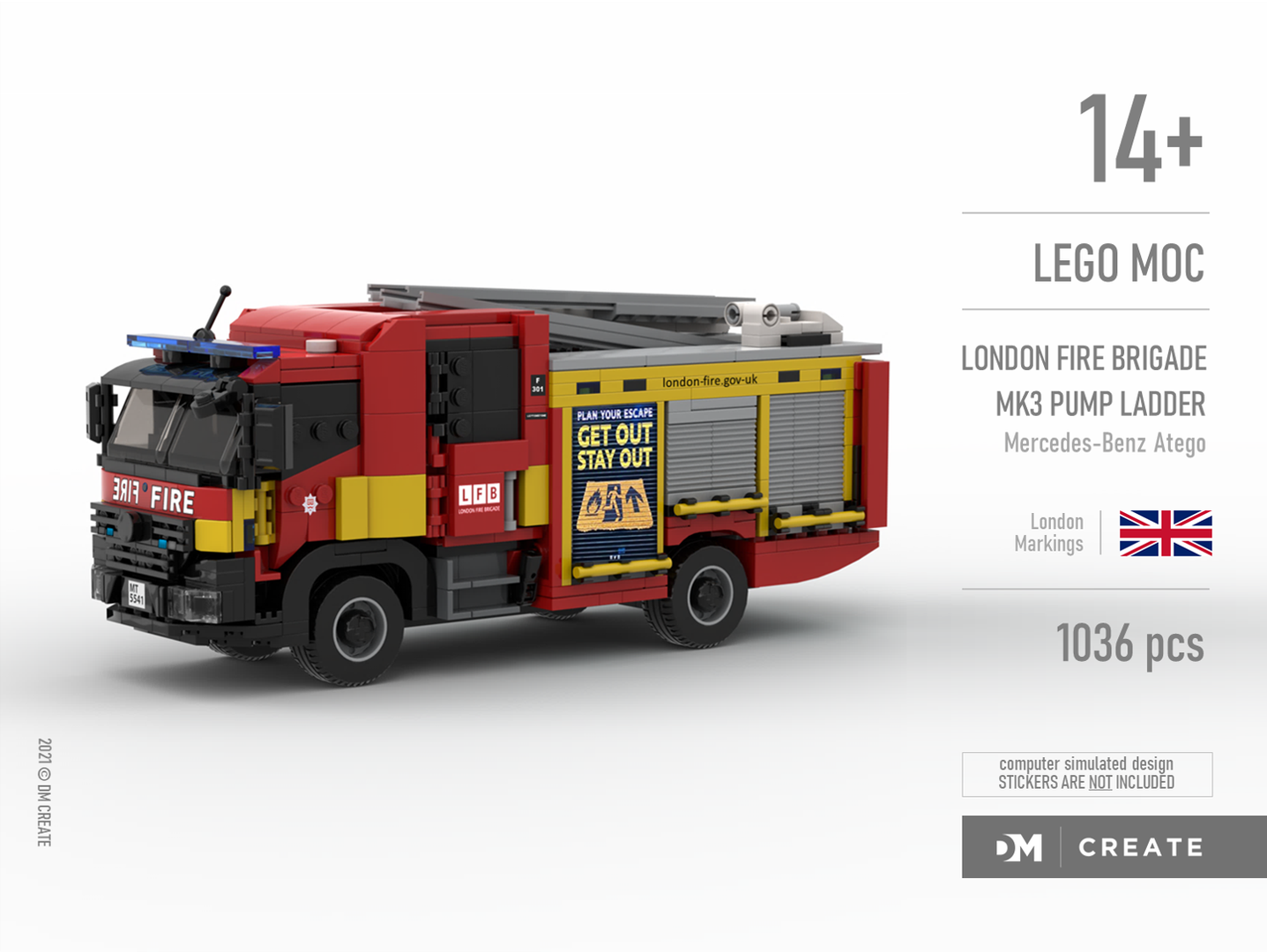 London Fire Brigade LFB - Mk3 pump ladder (Mercedes-Benz Atego)