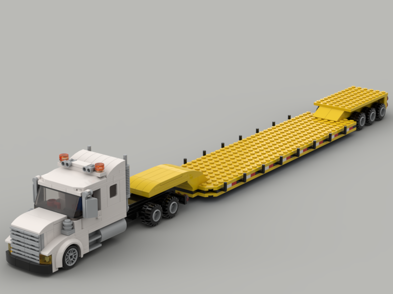 Semi Truck with lowboy trailer