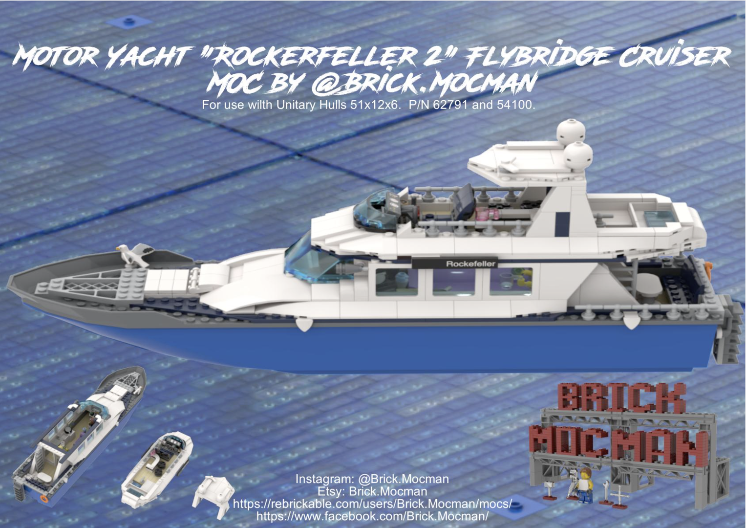 Motor Yacht "Rockerfeller" Flybridge Cruiser - Blue/White/Black
