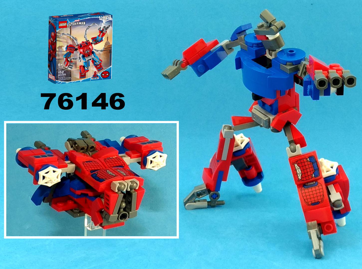 Transformer Chibi spaceship from LEGO Marvel set 76146 Spider man Mech armor alternate build