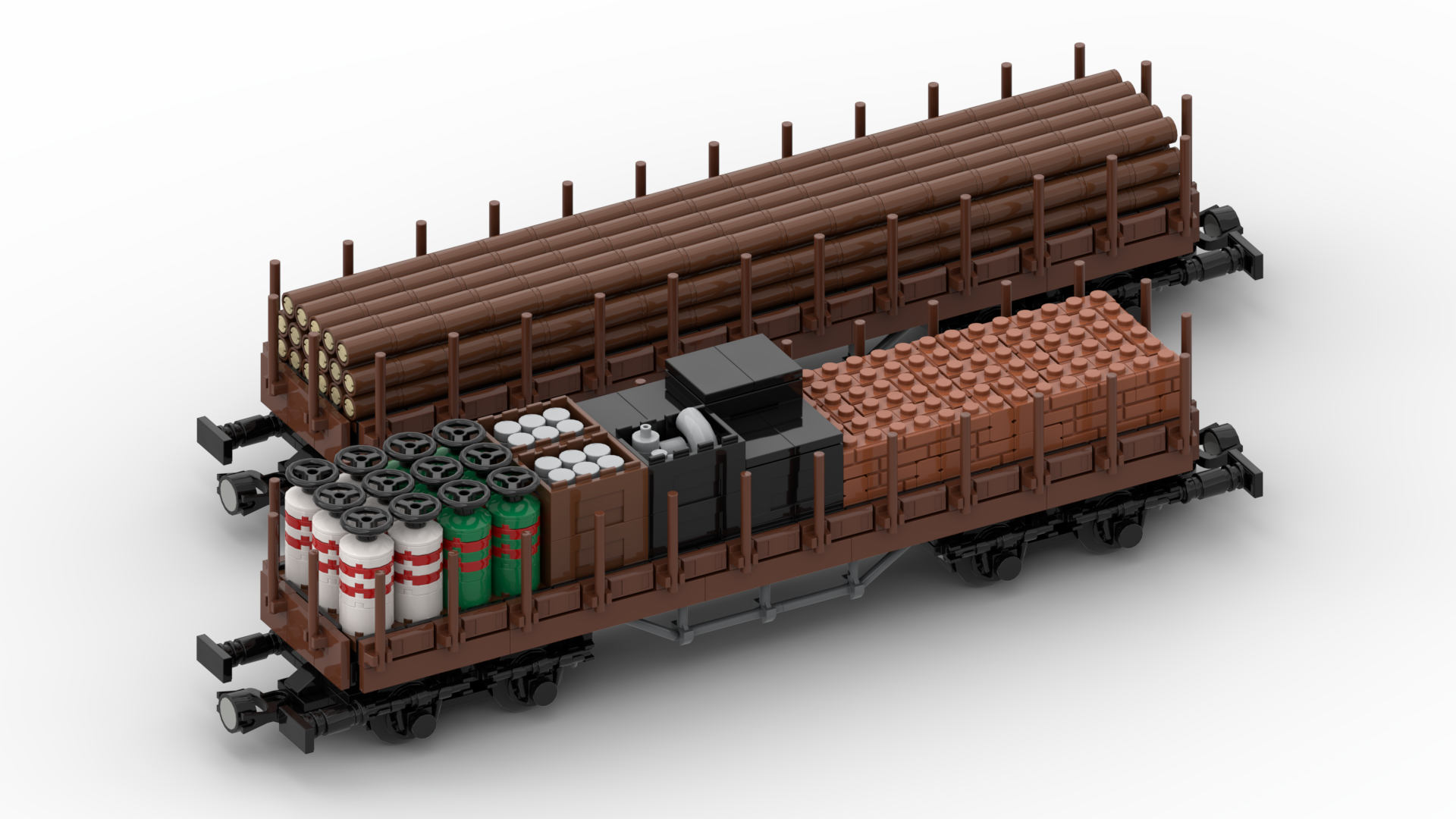 Flatcar with stakes