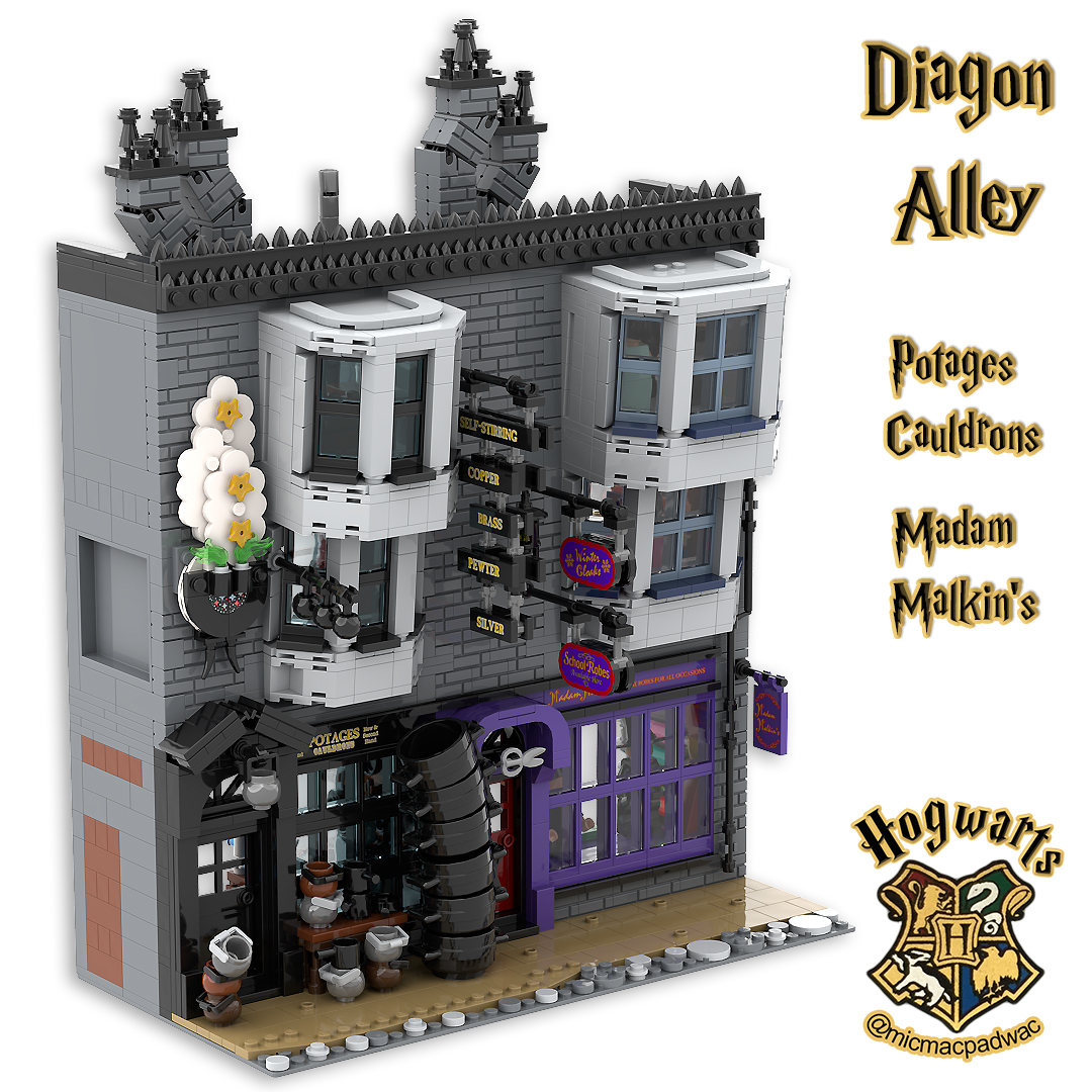 Diagon Alley Madam Malkin's and Potages Cauldron shop
