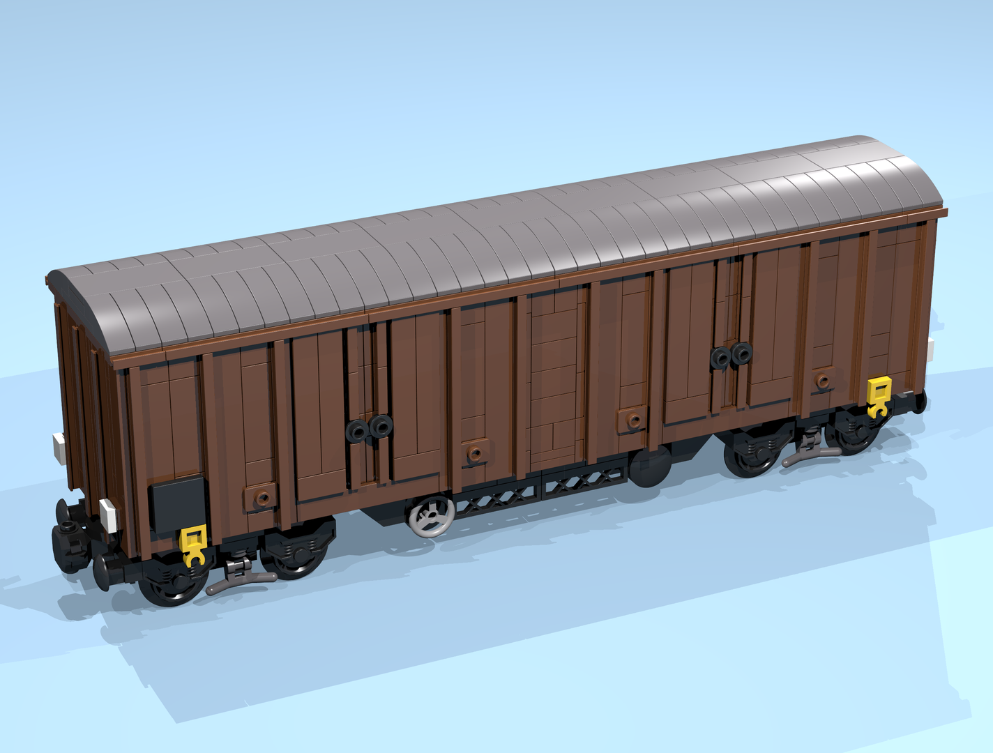 8-Wheel Box Wagon (SNOT, brown, 9 studs high, 9 studs wide)