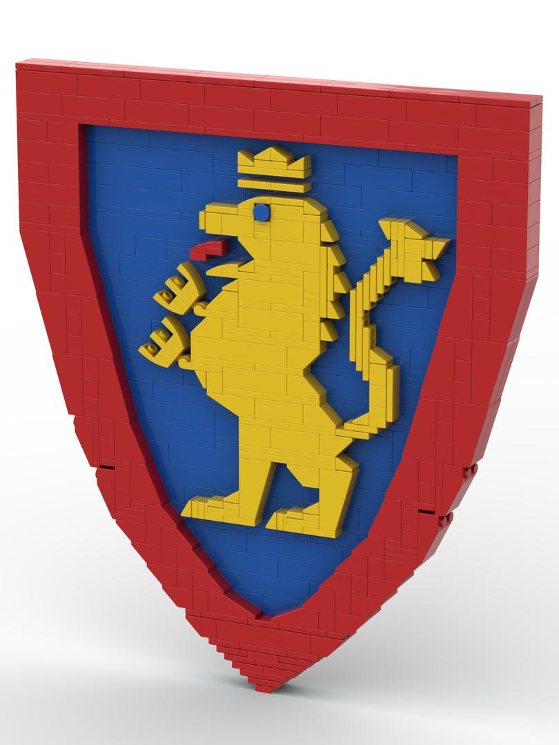 Brick-Built Crusader / Lion Shield (Blue Background)