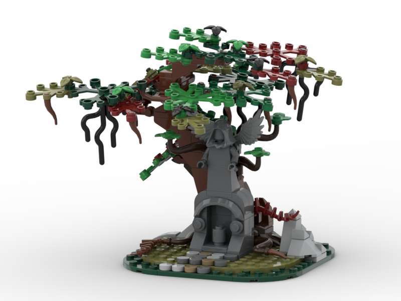 Cemetery Tree and Statue