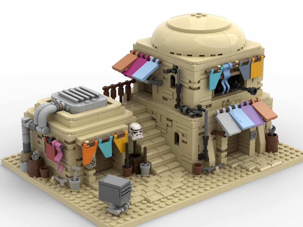 Tatooine Modular Building with Interior 2 - Desert House Colorful Version