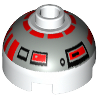 Brick Round 2 x 2 Dome Top with Silver and Red Print (R5-D4)