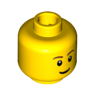 Image of part Minifig Head, Brown Eyebrows, Thin Grin, Black Eyes with White Pupils Print