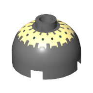 Brick Round 2 x 2 Dome Top with Black Spots on Yellow Print (Buzz Droid)