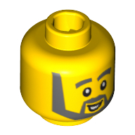 Minifig Head, Thick Gray Eyebrows, Angular Beard, Open White Mouth, White Pupils Print