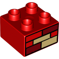 Duplo Brick 2 x 2 with Red, Dark Red, and Tan Bricks Print