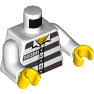 Torso Prison Shirt, '50380', Dark Bluish Gray Stripes, 5 Buttons, Hairy Chest Print, White Arms, Yellow Hands